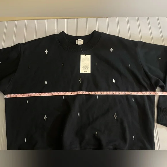 A New Day Long Sleeve Embellished Sweatshirt Womens Large Black Relaxed Fit NWT - Picture 7 of 10